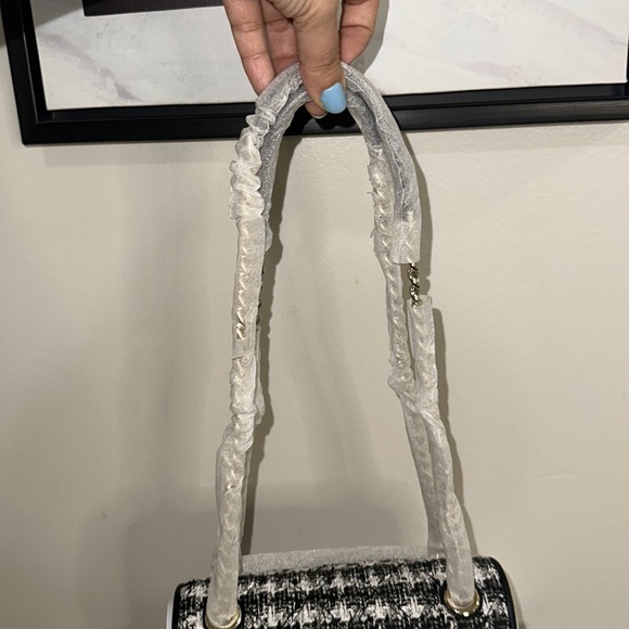 KATE SPADE-Chanel look tweed Blk & Wht Natalia Flap Crossbody Shoulder Bag NWT - Picture 10 of 16